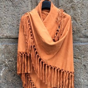 Imported Italian antelope leather wrap/shawl
